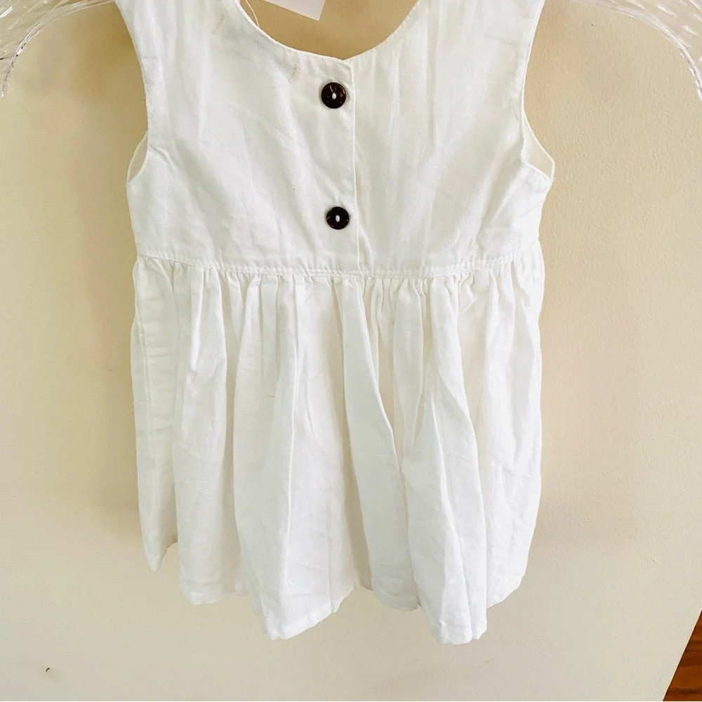 Girls Toddler Dress 100% Cotton Summer Sun Party Dress Vacation Small White New